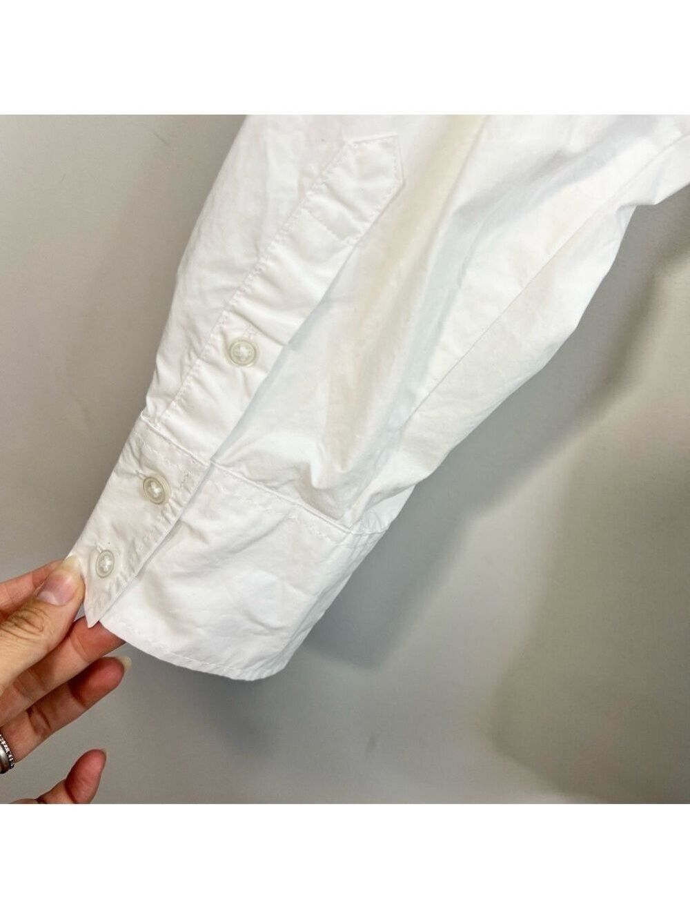 Minimalist white cotton poplin oversized long sleeve button down top blouse XL - Picture 8 of 10